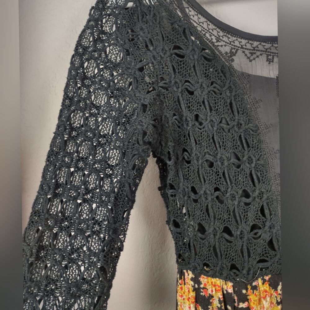 Free People Lonesome Dove Dress High Low Lace and Floral Size 2 Flawed - Picture 14 of 16
